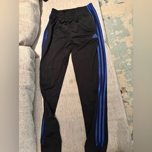 Men’s adidas track pants- black with blue stripes